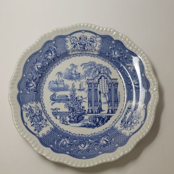 Spode Blue Room Collection Regency Series England Pagoda Dinner Plate 11 Inches - Picture 2 of 13